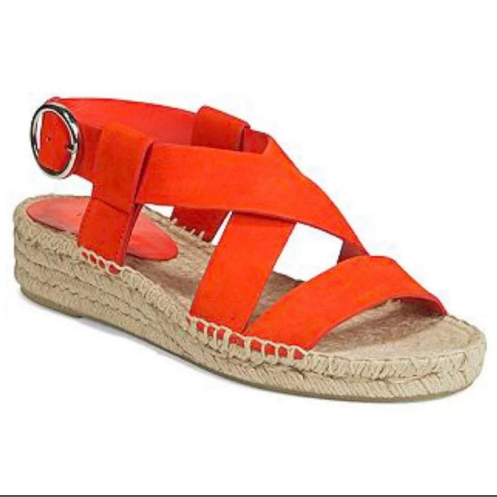 Via Spiga Gia Orange Suede Espadrille Sandals with Strappy Design Size 9